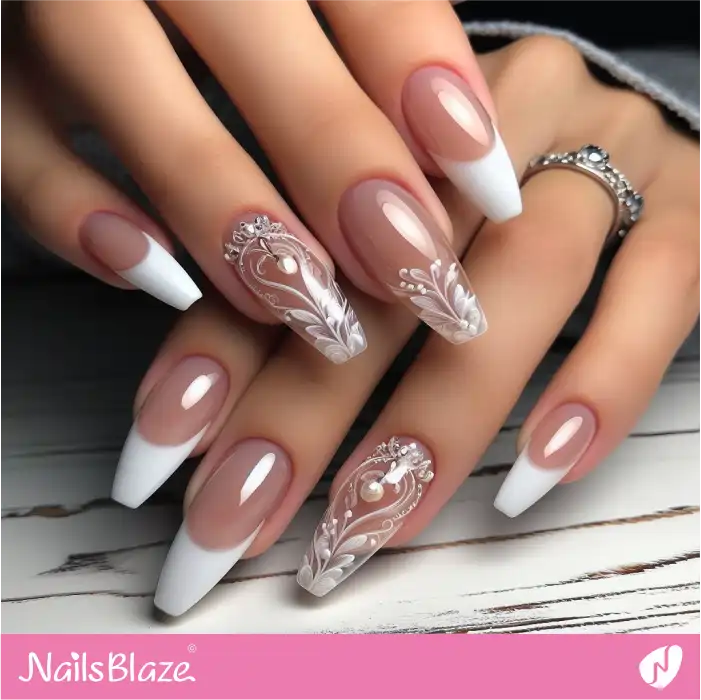 French Glass Nails with White Tips | French Manicure - NB3602